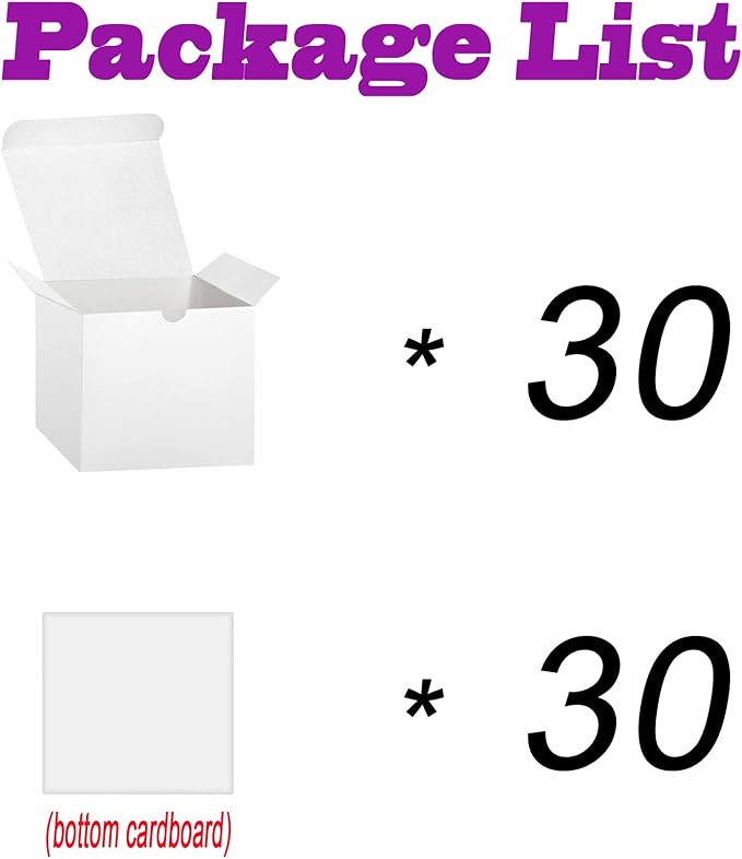 Bonfasvo Gift Boxes 30 Pack 4x4x4 inches White Fold Kraft Paper Boxes - Image 5