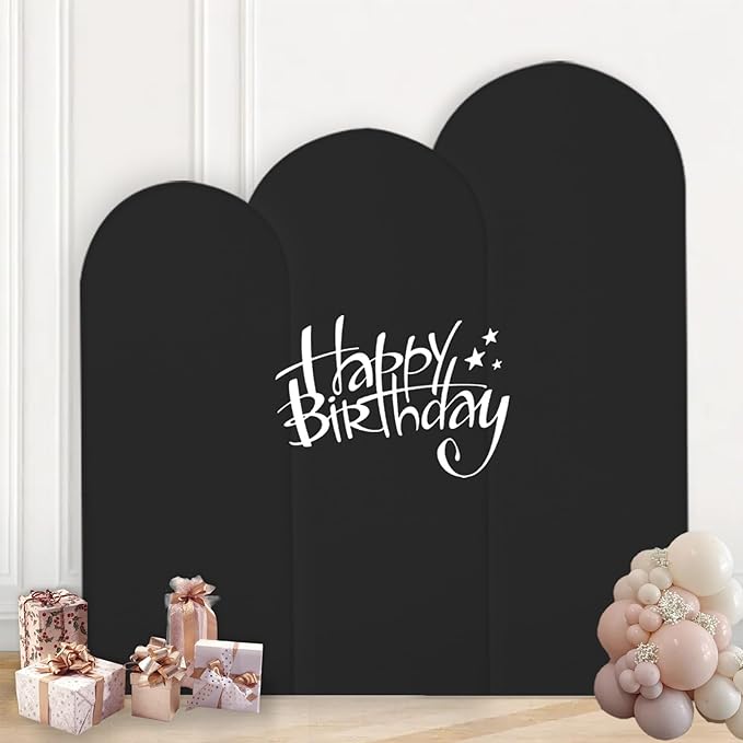 WEERRW Black Arch Backdrop Cover Ballon Arch Stand Covers Set of 3 Spandex - Image 2