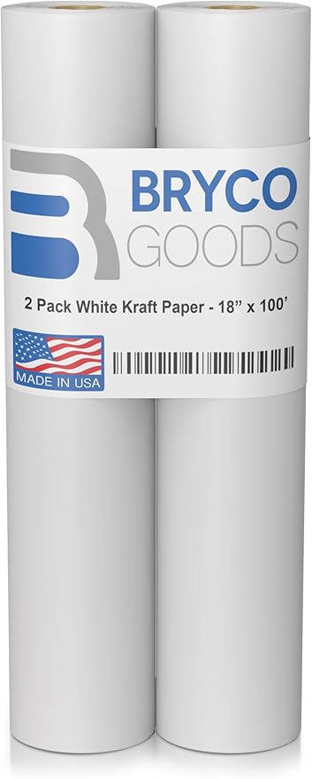 Bryco Goods 18”x1200” White Kraft Paper Roll by BrycoGoods