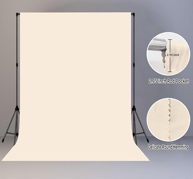 Cream Backdrop for Photoshoot 8x10ft Zoom Meeting Photo Studio Shooting Props - Image 2