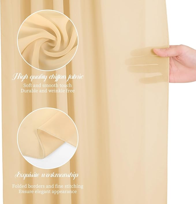 4 Panels Wedding Arch Draping Fabric, Sheer Chiffon Curtain Arbor Drapery - Image 3