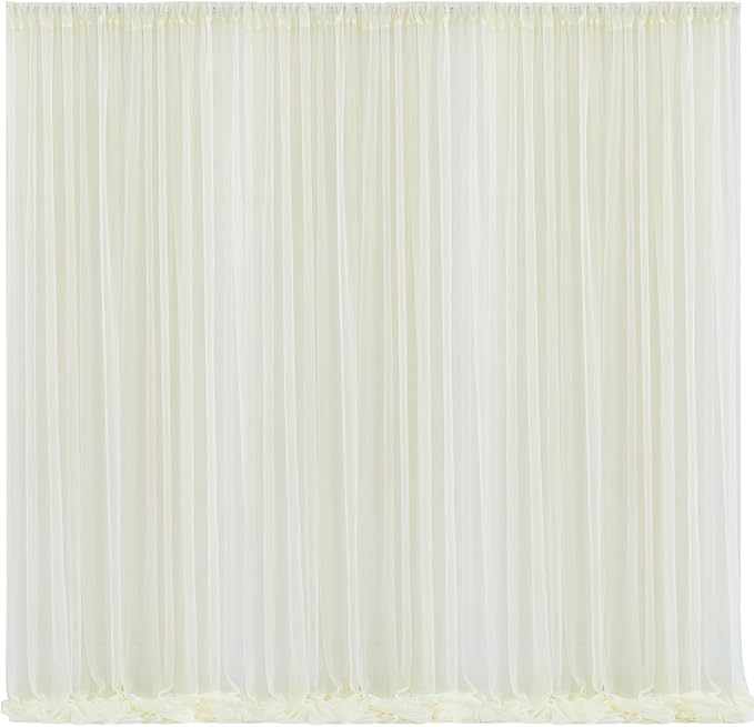 10x10 Ivory Tulle Backdrop Curtains by WishCare