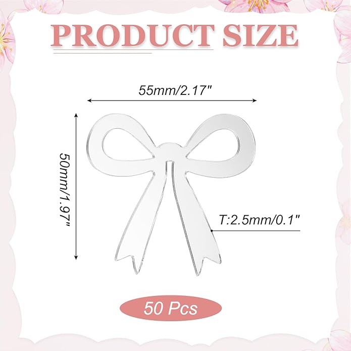 PATIKIL 50 Pcs Bow Drink Tags, Acrylic Wine Glass Charms Reusable Drink Markers - Image 2
