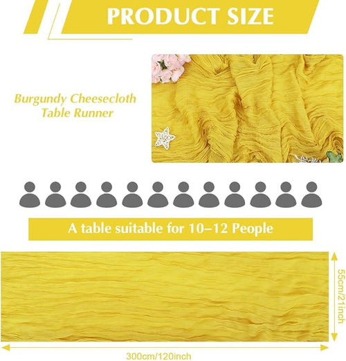 10 Pack Yellow Cheesecloth Table Runner -21*120Inch Long Boho Wedding Table - Image 2