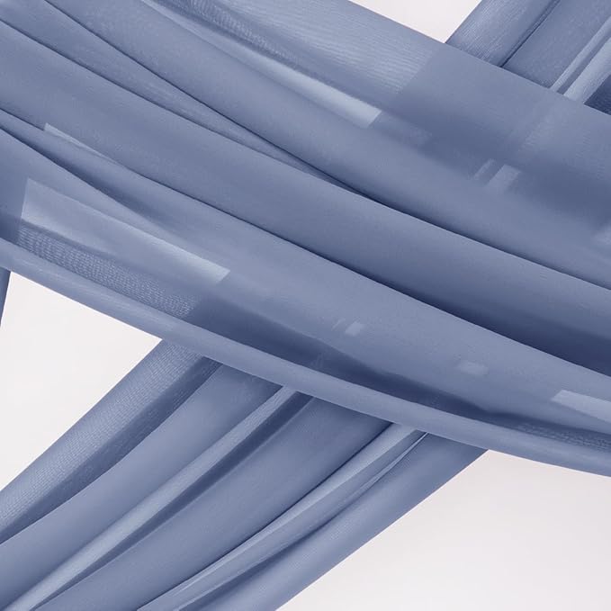 Socomi Wedding Arch Draping Fabric 2 Panels 29" x 19Ft Dusty Blue Sheer Chiffon - Image 3