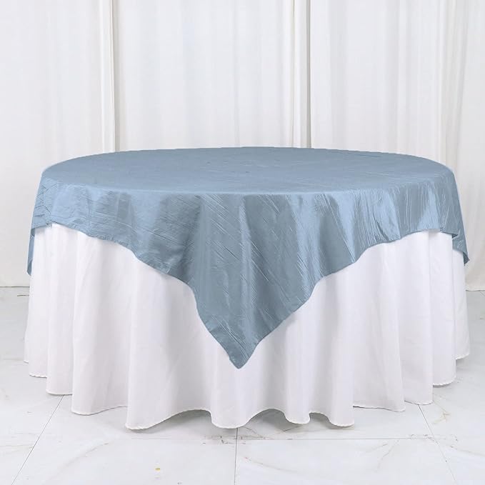 Tableclothsfactory 72"X72" Dusty Blue Accordion Crinkle Taffeta Table Overlay - Image 7