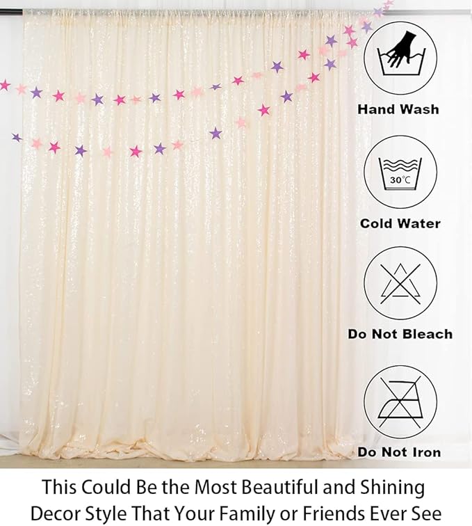 ShinyBeauty 20ftx10ft Sequins Fabric Backdrop Curtain-Ivory Backdrop - Image 5