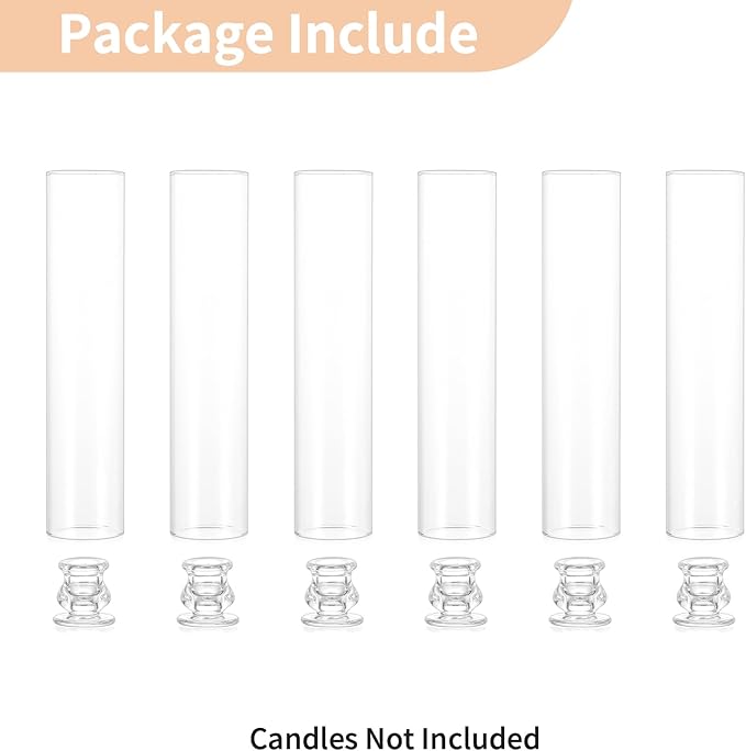 NUPTIO Candle Stick Candle Holder: Set of 6 Glass Hurricane Taper Candleholder - Image 7