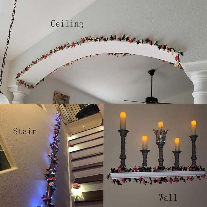 Miracliy 5Pcs 41FT Flower Garland Artificial Rose Arch Vines Fake Spring Floral - Image 5
