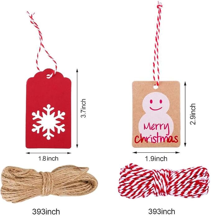 100 Pack Kraft Paper Christmas Gift Tags， Xmas Kraft Gift Tags - Image 2