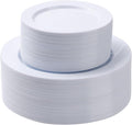 100PCS White Plastic Plates Set, 50 10.25 inch Dinner Plate and 50 7.5 inch by BESTSTAR