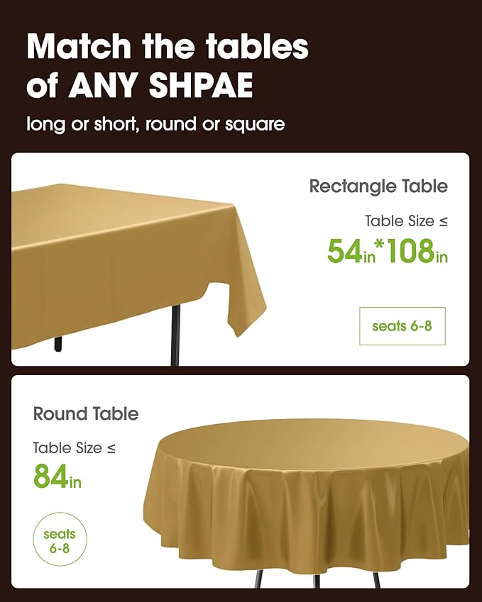 Pureegg Plastic Table Cloth Disposable 10 Pack, 54 x 108 Inch Table Cloths - Image 2