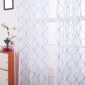 Embroidery Sheer Curtains Blue 84 Inches, Rod Pocket Voile Drapes by MYSTIC-HOME