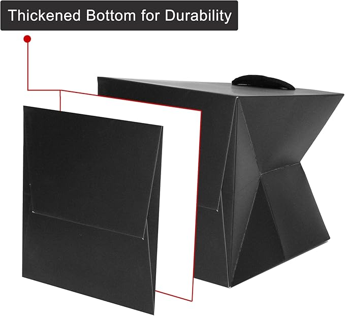 Black Paper Gift Bag 10 in Paper Gift Box Square Bottom Kraft Paper Bags - Image 3