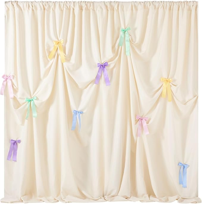 Ivory Backdrop Curtain: 5.8×8ft Backdrop Solid Color Wrinkle Resistant by SoarDream