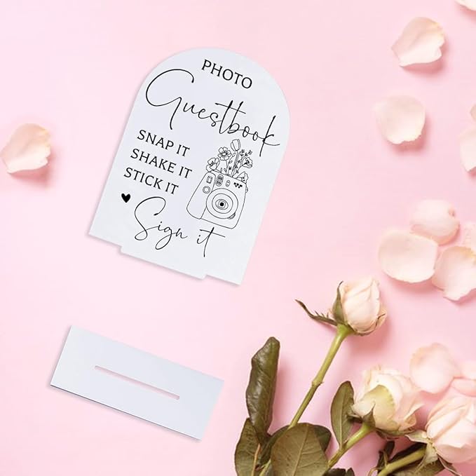 Guest Book Wedding Reception, Wedding Signs White Acrylic Table Sign - Image 5