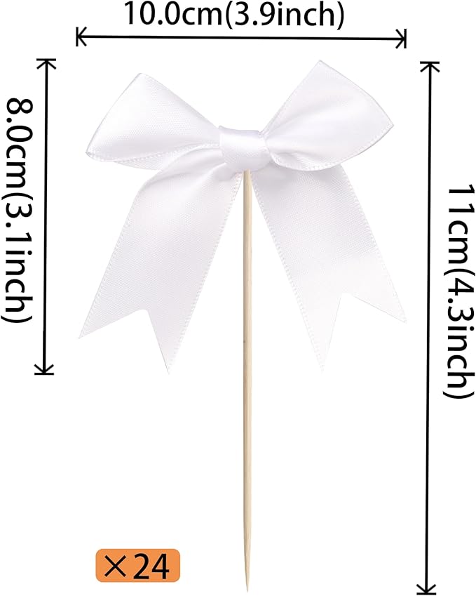 24 PCS Bow Cupcake Toppers Bowknot Cake Toppers Bow Cupcake Picks Bowknot - Image 2