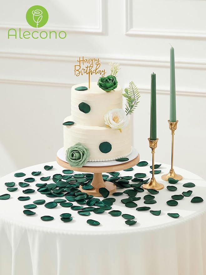 Alecono 600Pcs Silk Rose Petals, Fake Dark Green Petals - Image 4