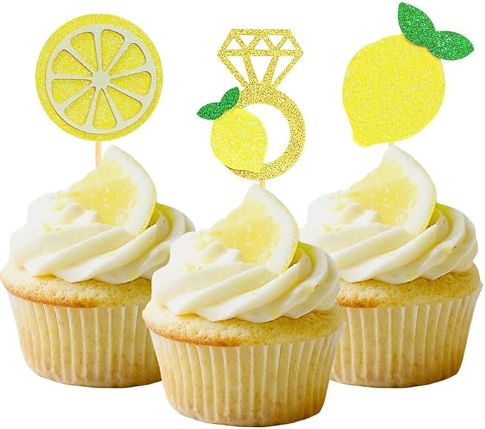 Glitter Lemon Cupcake Toppers Picks by Moitkptt