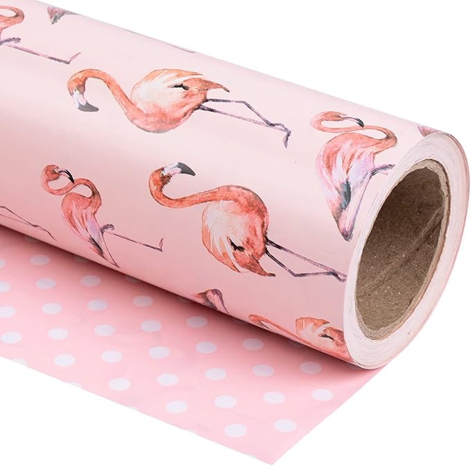 WRAPAHOLIC Reversible Flamingo Wrapping Paper by WRAPAHOLIC