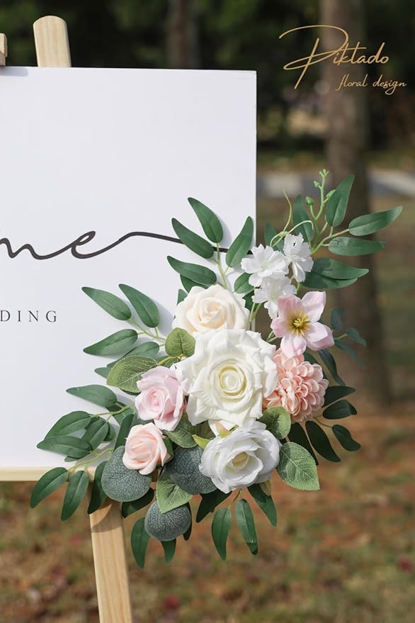 Faux Flower Swag Set of 2 for Wedding Welcome Signs Floral Swag Wedding - Image 7