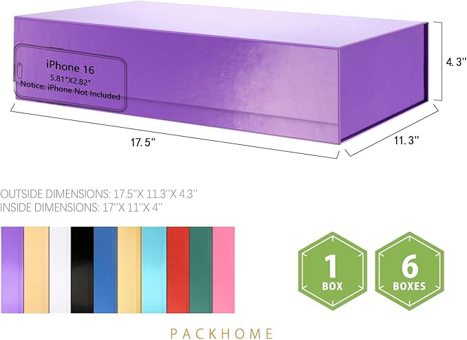 PACKHOME Extra Large Gift Box 17.5x11.3x4.3 Inches, Sturdy Shirt Box - Image 2