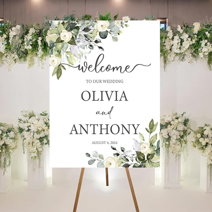 Welcome To Our Wedding Sign, Personalized Wedding Welcome Sign, Eucalyptus - Image 3