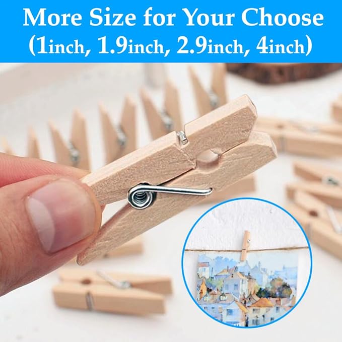OBTANIM 100 Pack Wooden Clothespins 4 Inch Heavy Duty Clothes Clips - Image 5