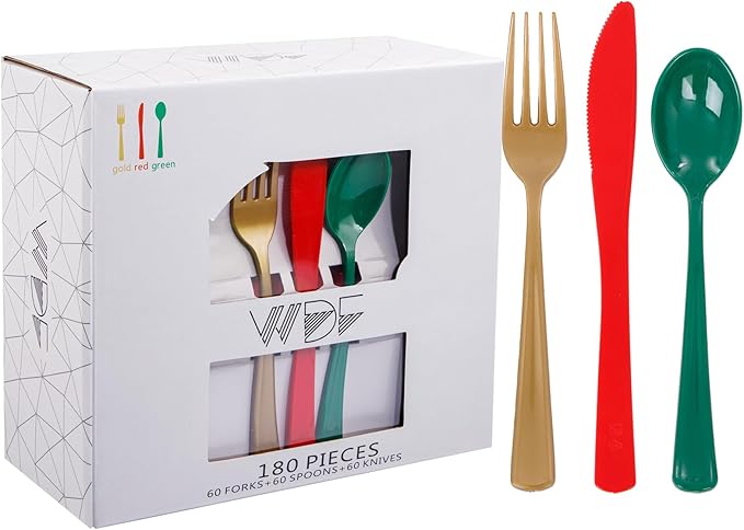 WDF 180 Pieces Plastic Christmas Silverware - Image 7