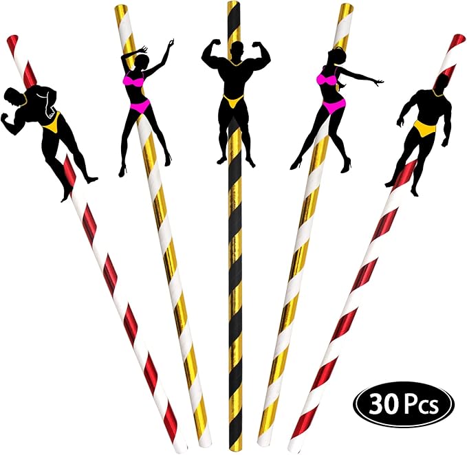 BLUE TOP 30 PCS Bachelorette Party Funny Dancing Paper Straws, Men and Felame - Image 3