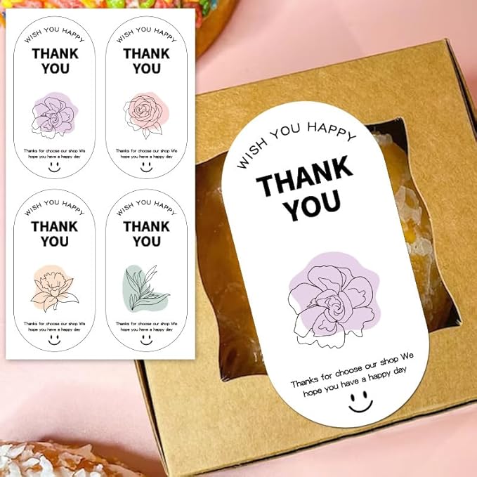 500 Pieces Sealing Large Thank You Stickers, Large Gift Flower Decorative - Image 4