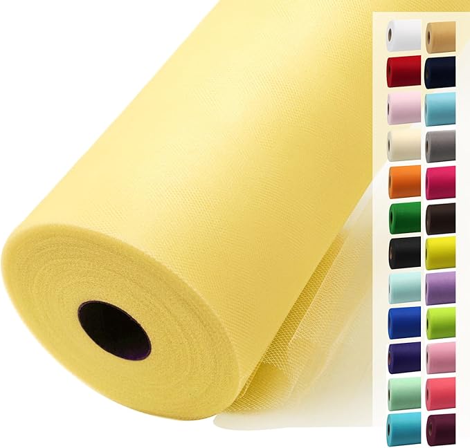Yellow Cream Tulle Fabric Rolls 54 Inch by 40 Yards Tulle Bolt Spool by IONTACH