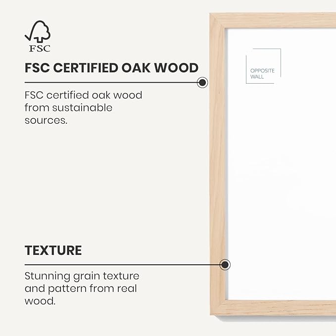 Opposite Wall - 11x17 in - Natural Solid Oak Wood Picture Frame - Lightweight - Image 3
