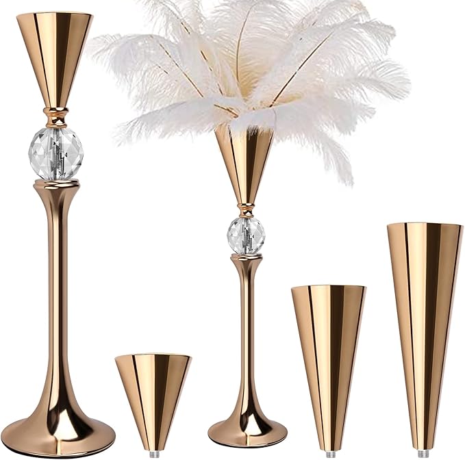 VIJIV Gold Flower Vase for Centerpiece Table Decorations Wedding Reception Decor by VIJIV