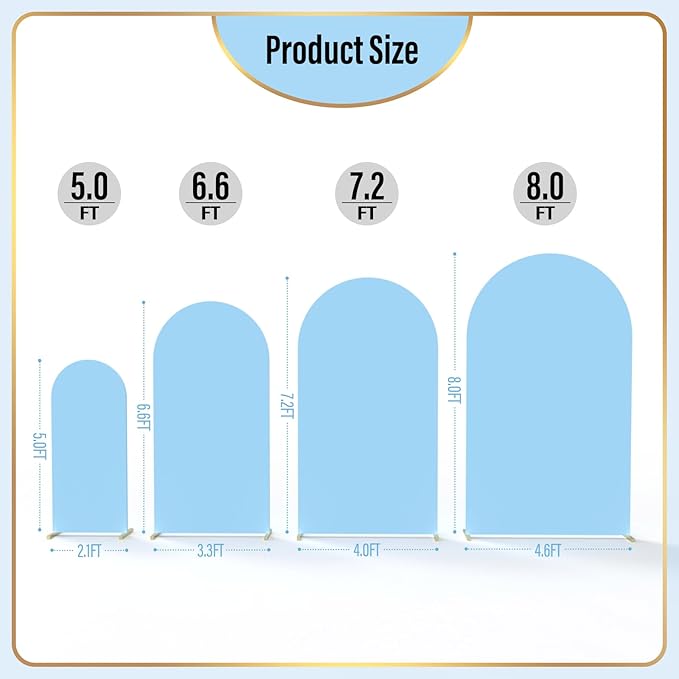 LEBENGURU Upgraded 7.2FT Wedding Arch Cover, Baby Blue Spandex Fitted Arch - Image 4
