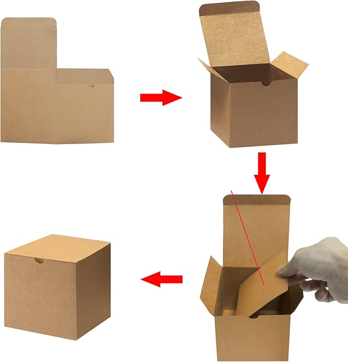 Bonfasvo Gift Boxes 30 Pack 4x4x4 inches Brown Fold Kraft Paper Boxes - Image 5