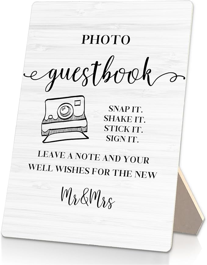 Photo Guest Book Sign Wooden Stand 5x7 Inch, Wedding Guest Book Sign, Guest by Unknown