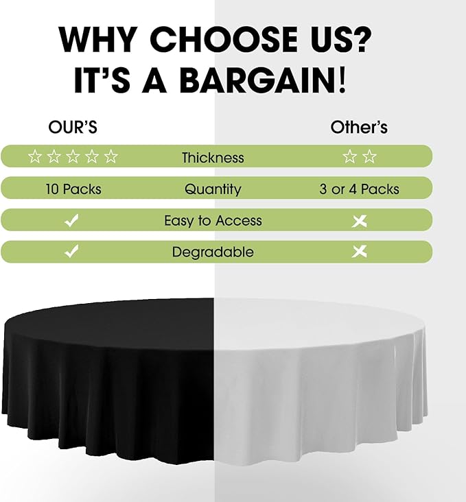 Pureegg Plastic Table Cloth Disposable 10 Pack, Halloween Party Decorations - Image 3