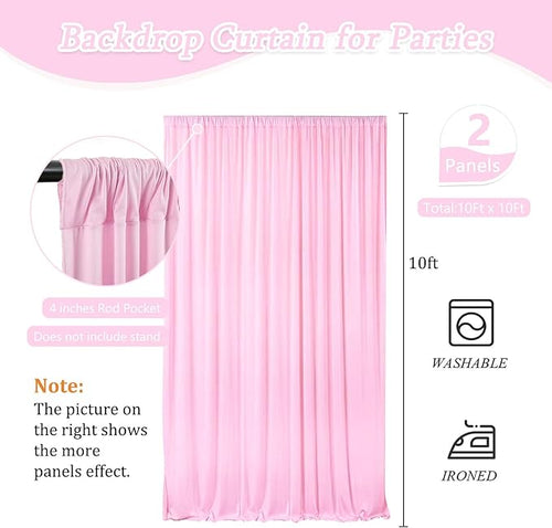 10 x 10 Feet Light Pink Backdrop Curtain - Image 2