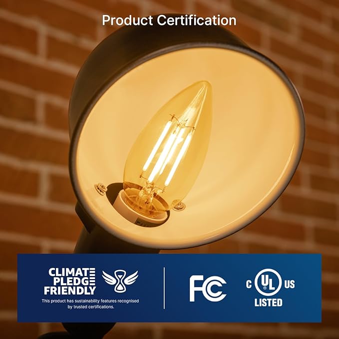 FLSNT 40W Equivalent LED Chandelier Light Bulbs, Dimmable Amber LED B11 E26 - Image 5