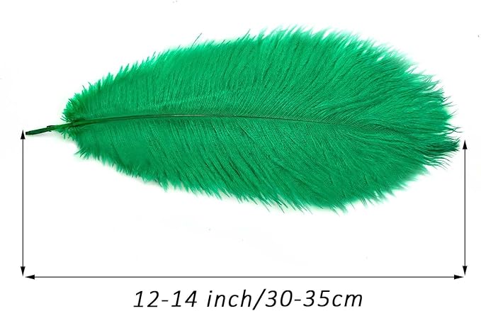 YAKRUNA 30PCS Green Ostrich Feathers Bulk 12-14 Inches - Image 2