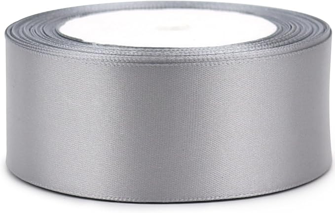 Gray Solid Satin Ribbon 1-1/2 Inch 25 Yards Solid Polyester Fabric Ribbon - Image 3