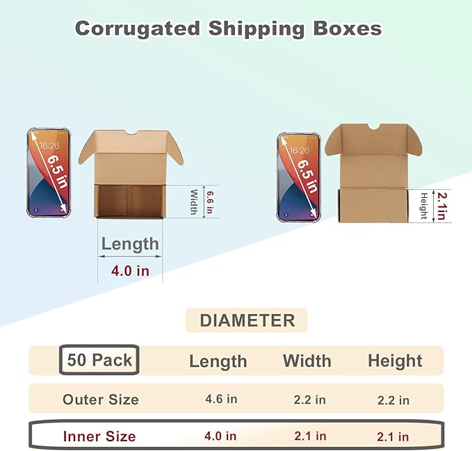 MEBRUDY 4.6x2.2x2.2 Inches Small Shipping Boxes Pack of 50, Corrugated - Image 2