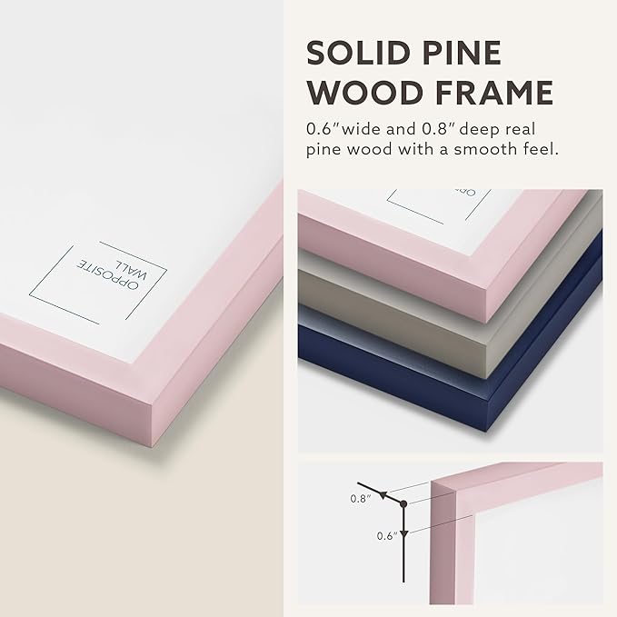 Opposite Wall - 8x10 in - Real Wood Pink Picture Frame - Lightweight, Versatile - Image 6