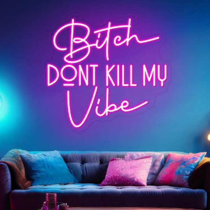 Bitch Don't Kill My Vibe LED Neon Sign Good Vibes Neon Light Home Pink Wall Art - Image 2