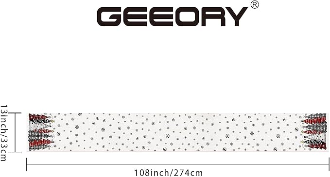 GEEORY Christmas Table Runner 13x108 Inch, Xmas Tees Snowflakes Holiday - Image 8