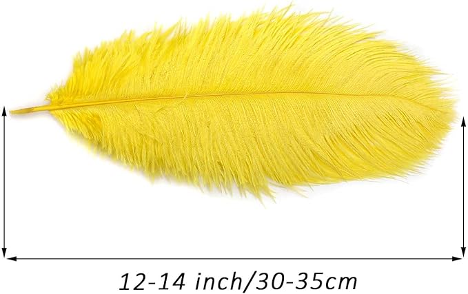 YAKRUNA 30PCS Yellow Ostrich Feathers Bulk 12-14 Inches - Image 2