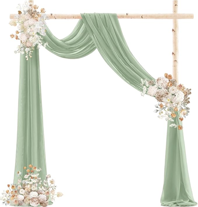 Sage Green Wedding Arch Draping Fabric 29" x 20 FT Wedding Drapes - Image 2