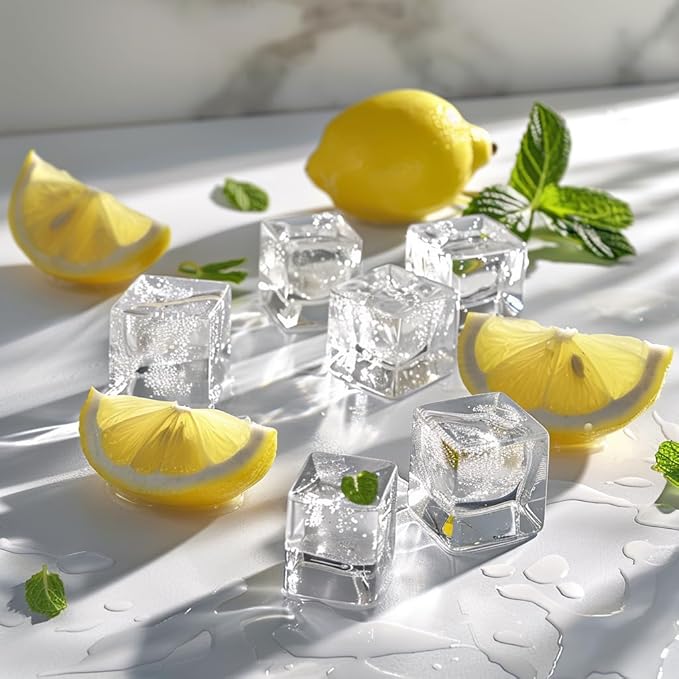 HappyFiller 22 PCS Large Crystal Square Fake Ice Cubes Acrylic Ice Rocks - Image 4