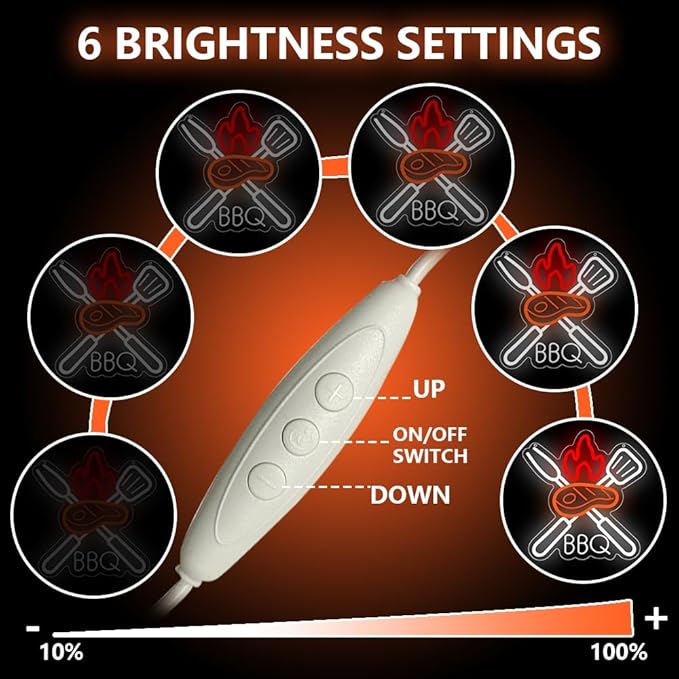 BBQ Neon Signs for Wall Decor, Adjustable Brightness Grill LED Sign for BBQ - Image 3